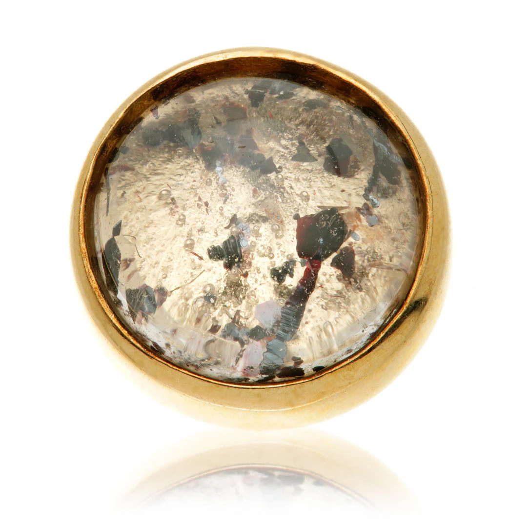 TL - 14ct Gold Internal Rutilated Quartz Cabochon Round Attachment - Image 4