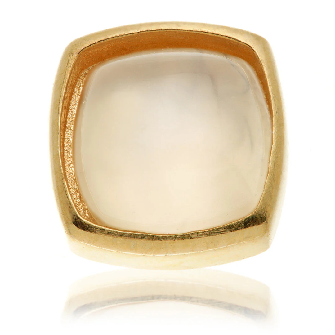 TL - 14ct Gold Internal White Moonstone Cabochon Cushion Attachment - Image 4