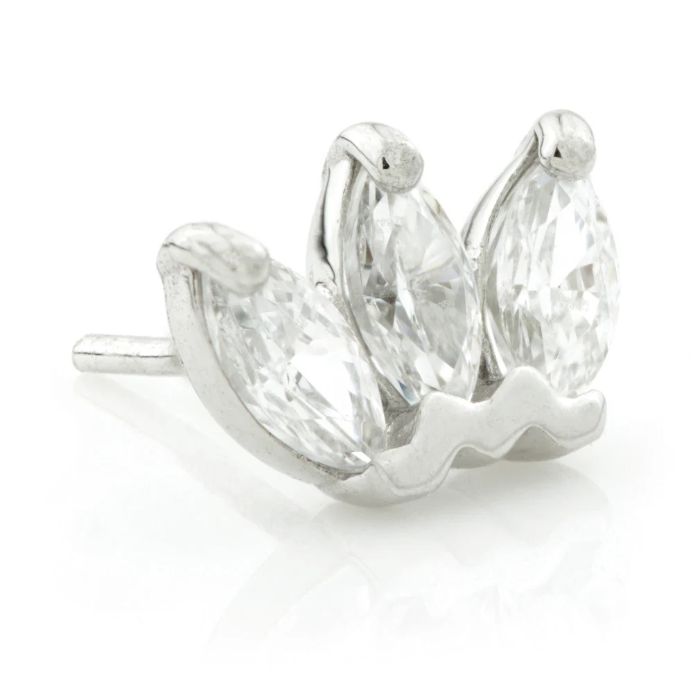 TL - 14ct Gold Marquise Triple Gem Threadless Attachment