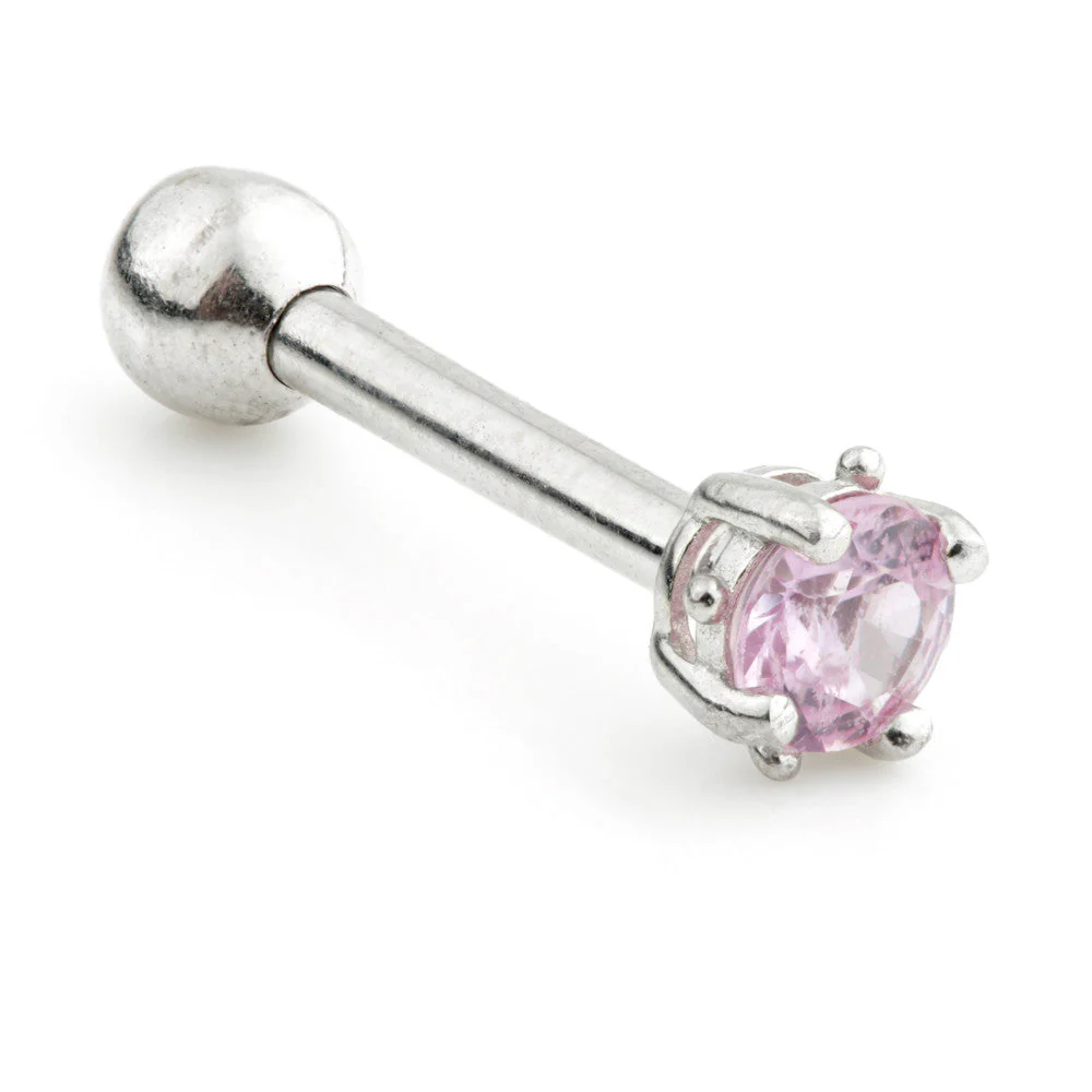 TL - 14ct Gold Pink Sapphire Prong Microbar