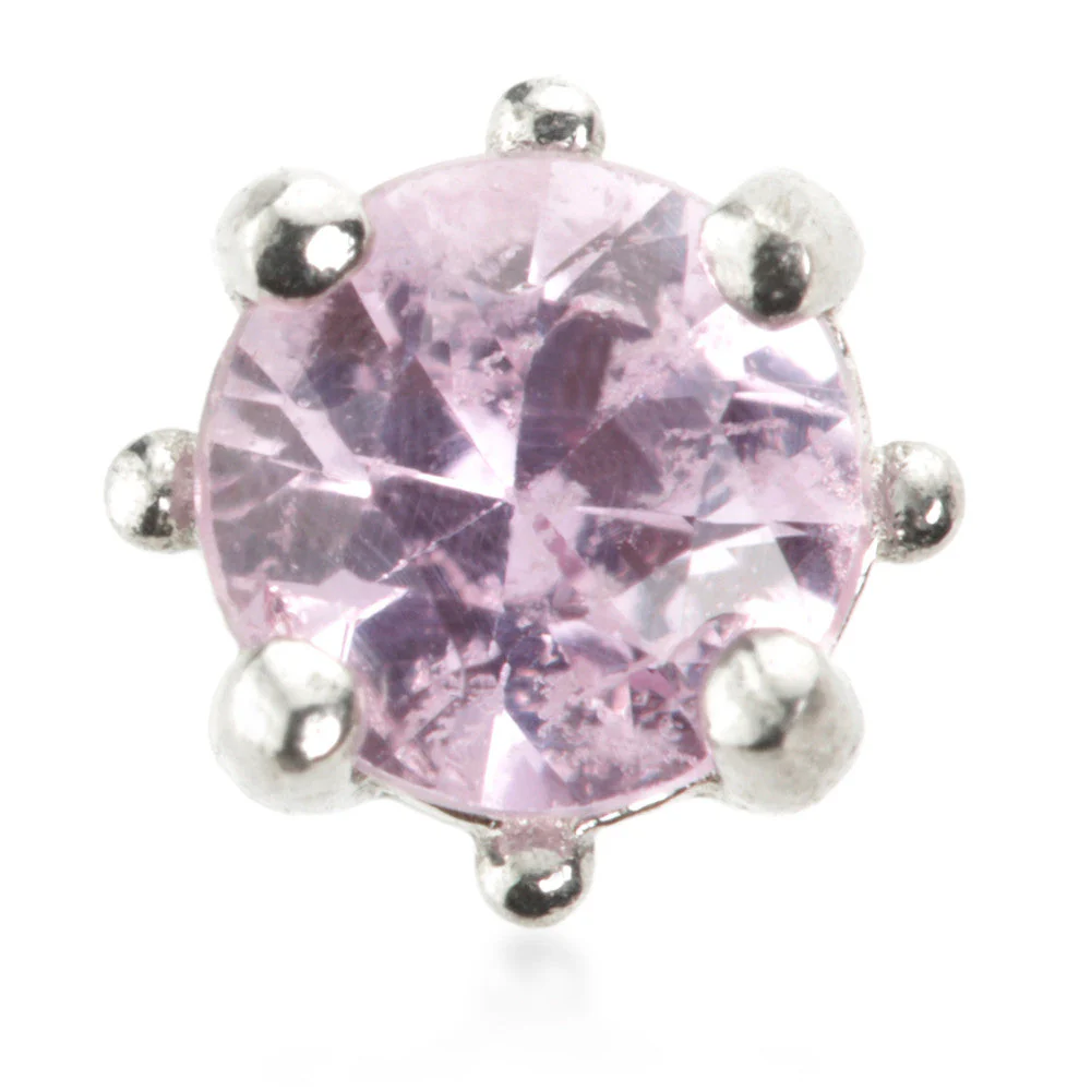 TL - 14ct Gold Pink Sapphire Prong Microbar - Image 2