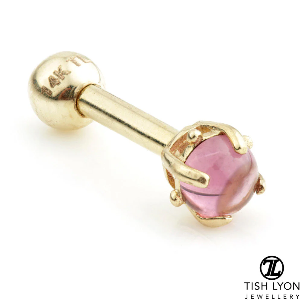 TL - 14ct Gold Rhodolite Prong Microbar - Image 2