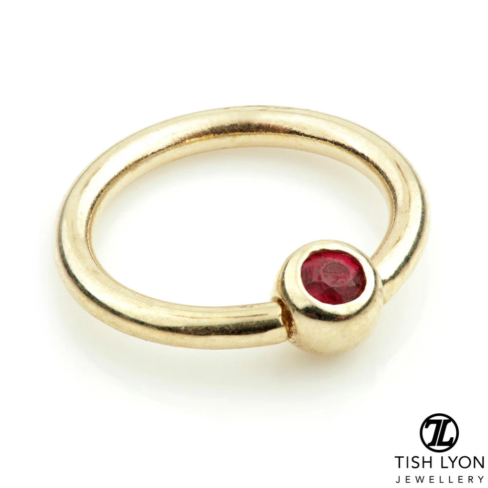 TL - 14ct Gold Ruby BCR - 1.2mm - Image 2