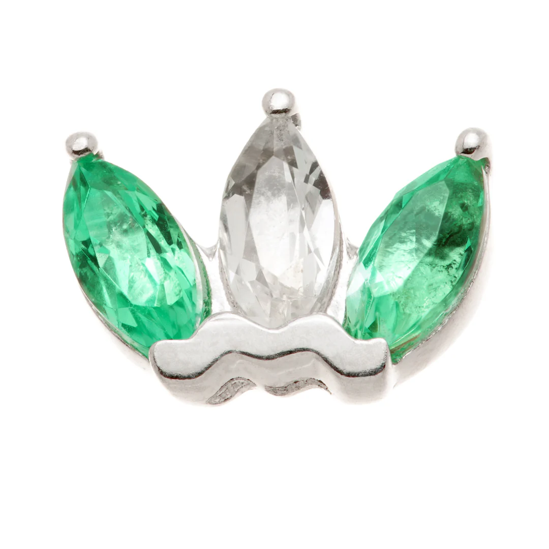 TL - 14ct Gold Semi-Precious Marquise Triple Gem Pin Attachment - Image 3