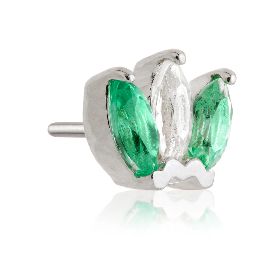 TL - 14ct Gold Semi-Precious Marquise Triple Gem Pin Attachment - Image 7