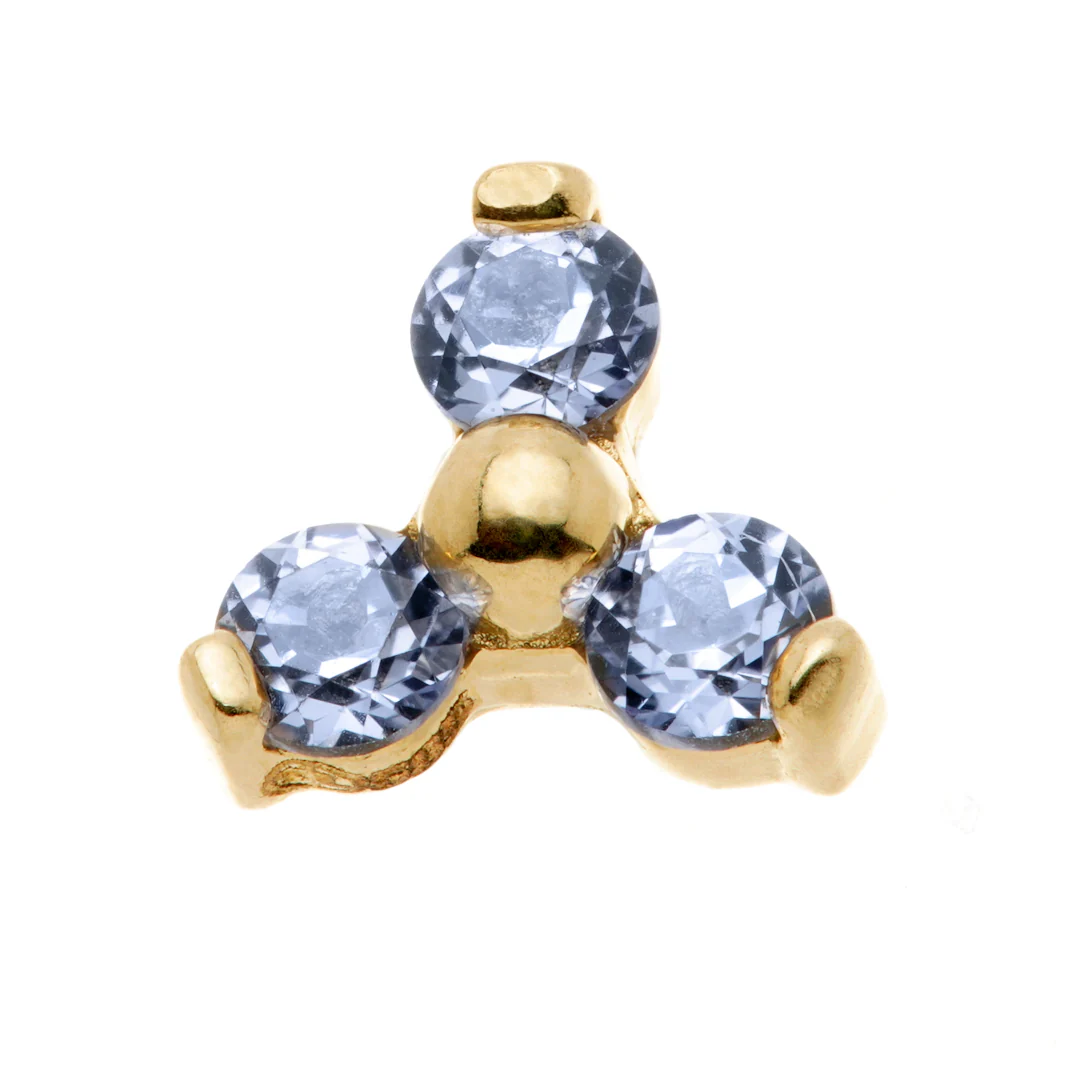 TL - 14ct Gold Semi-Precious Trinity Gem Pin Attachment - Image 2