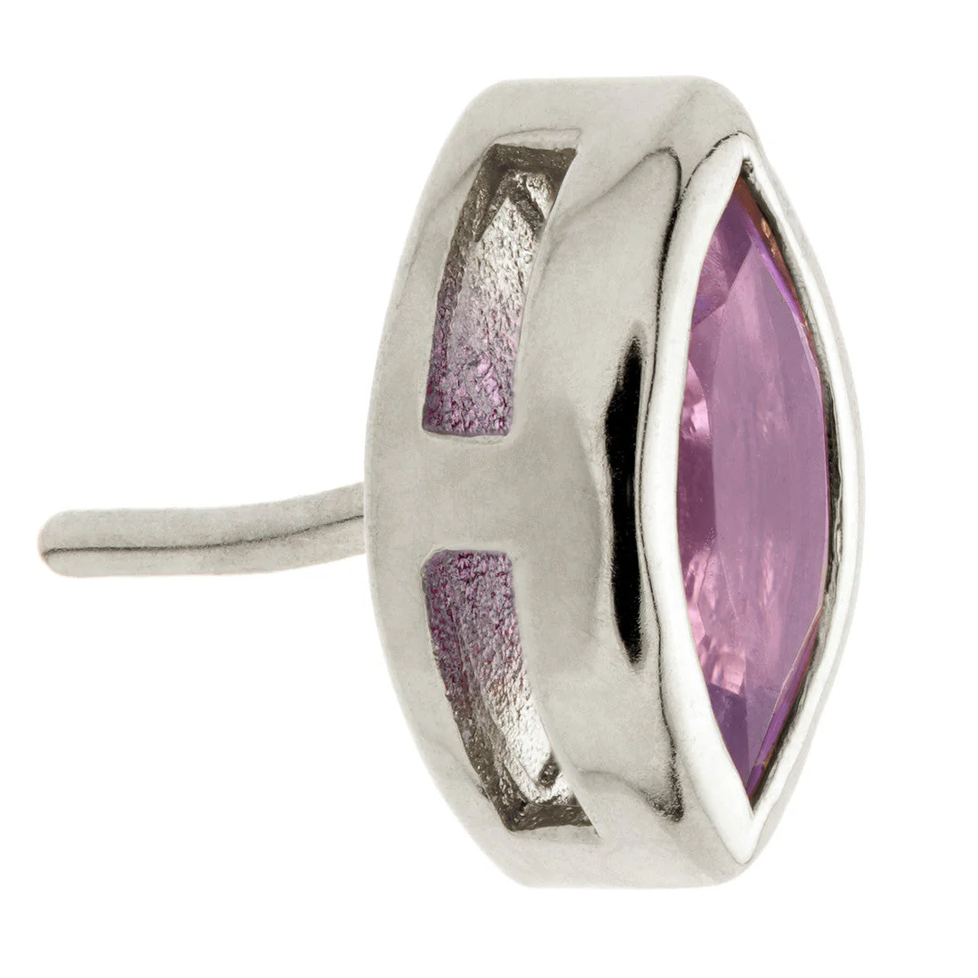 TL - 14ct Gold Threadless Amethyst Marquise Pin Attachment - Image 3