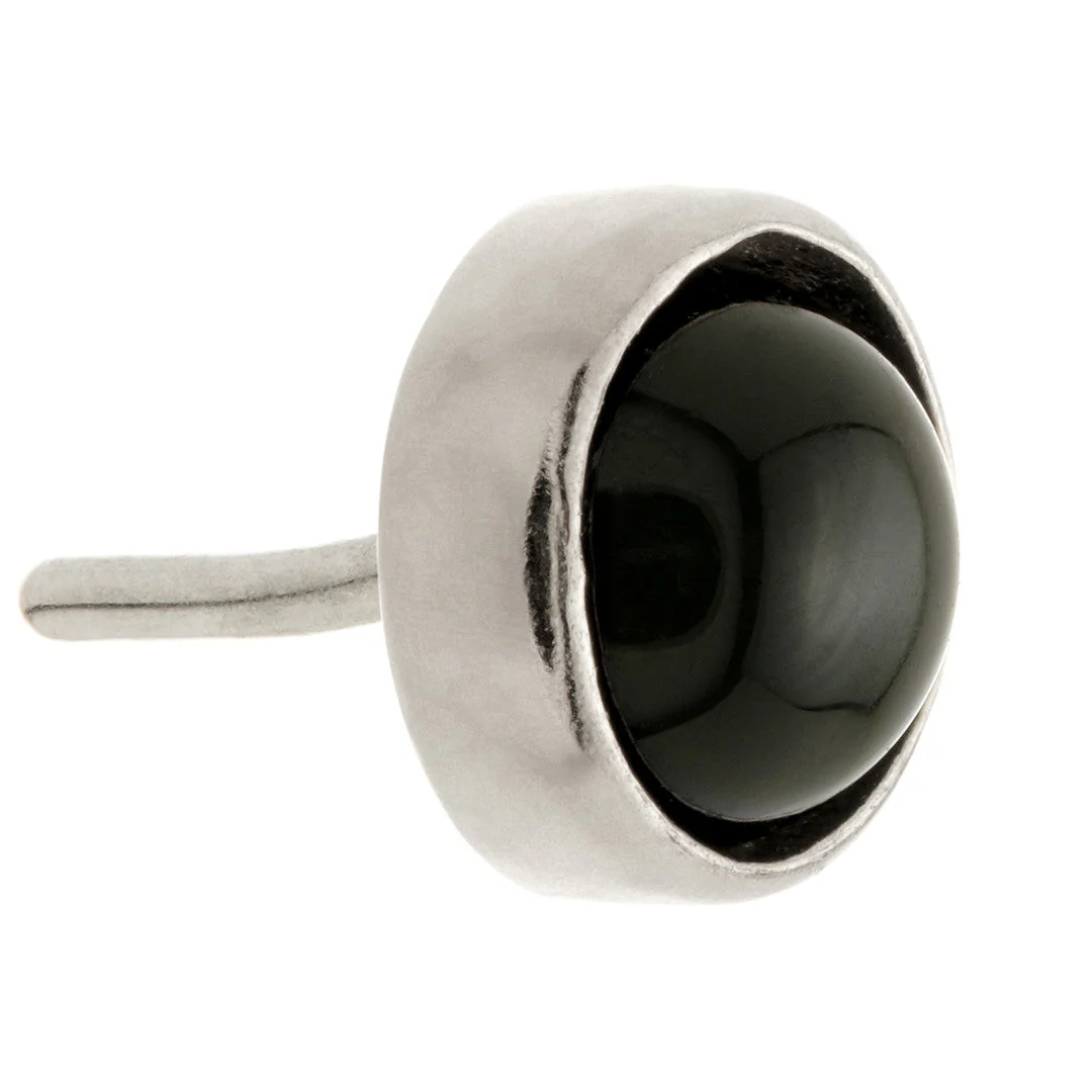 TL - 14ct Gold Threadless Black Agate Cabochon Bezel Pin Attachment - Image 4