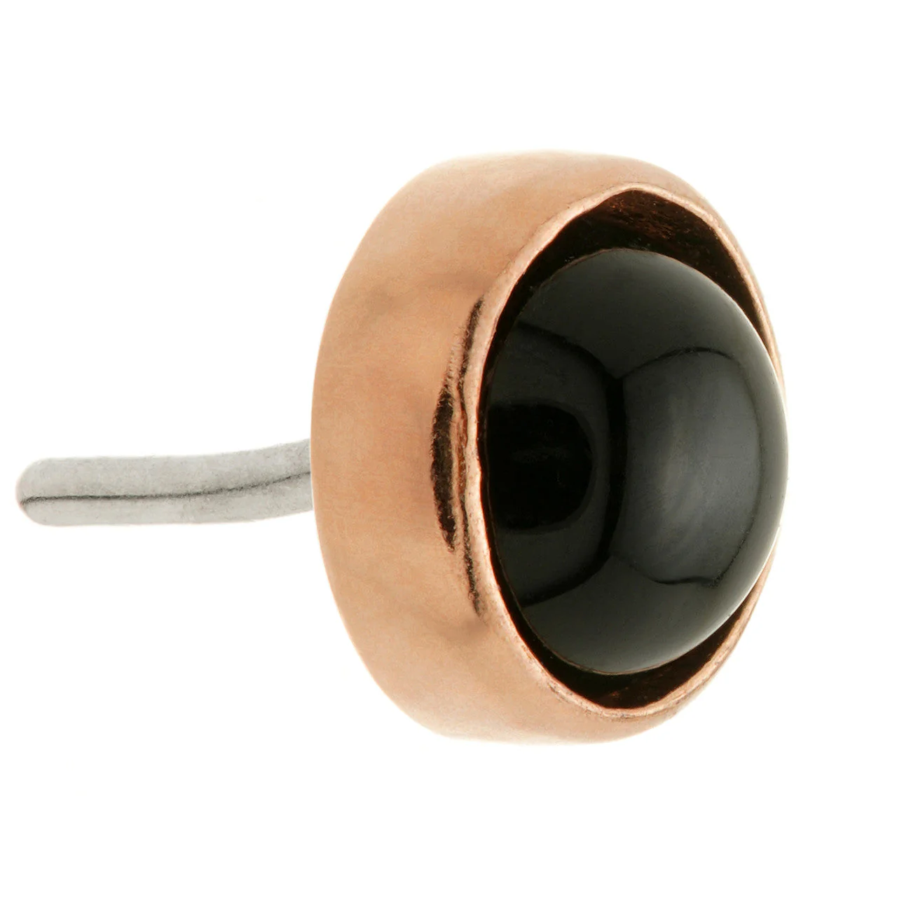 TL - 14ct Gold Threadless Black Agate Cabochon Bezel Pin Attachment - Image 5