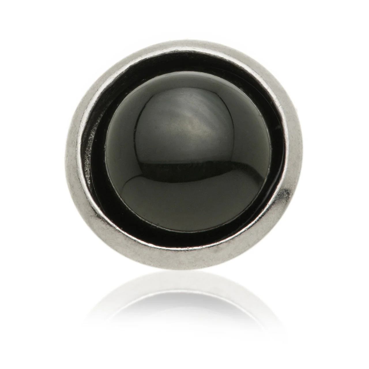 TL - 14ct Gold Threadless Black Agate Cabochon Bezel Pin Attachment - Image 6
