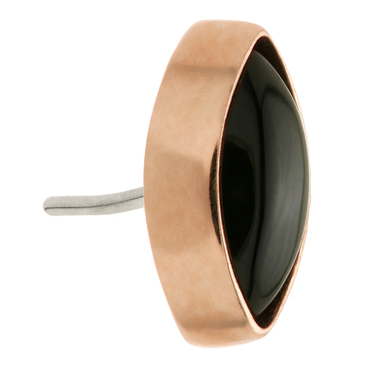 TL - 14ct Gold Threadless Black Agate Cabochon Marquise Pin Attachment - Image 5