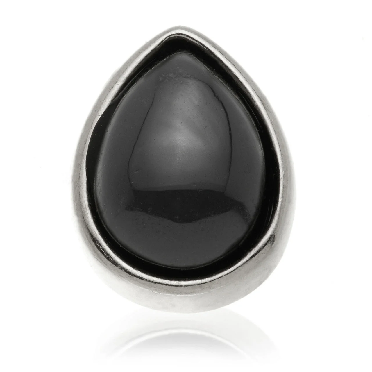 TL - 14ct Gold Threadless Black Agate Cabochon Pear Pin Attachment - Image 5