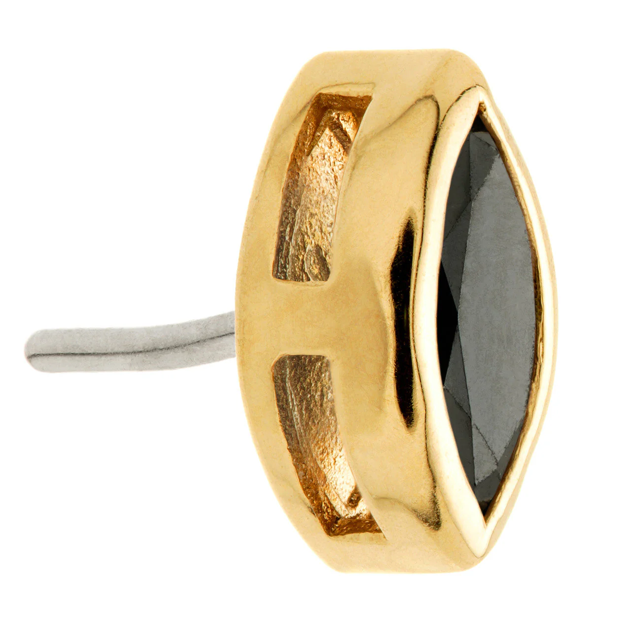 TL - 14ct Gold Threadless Black Diamond Marquise Pin Attachment - Image 3