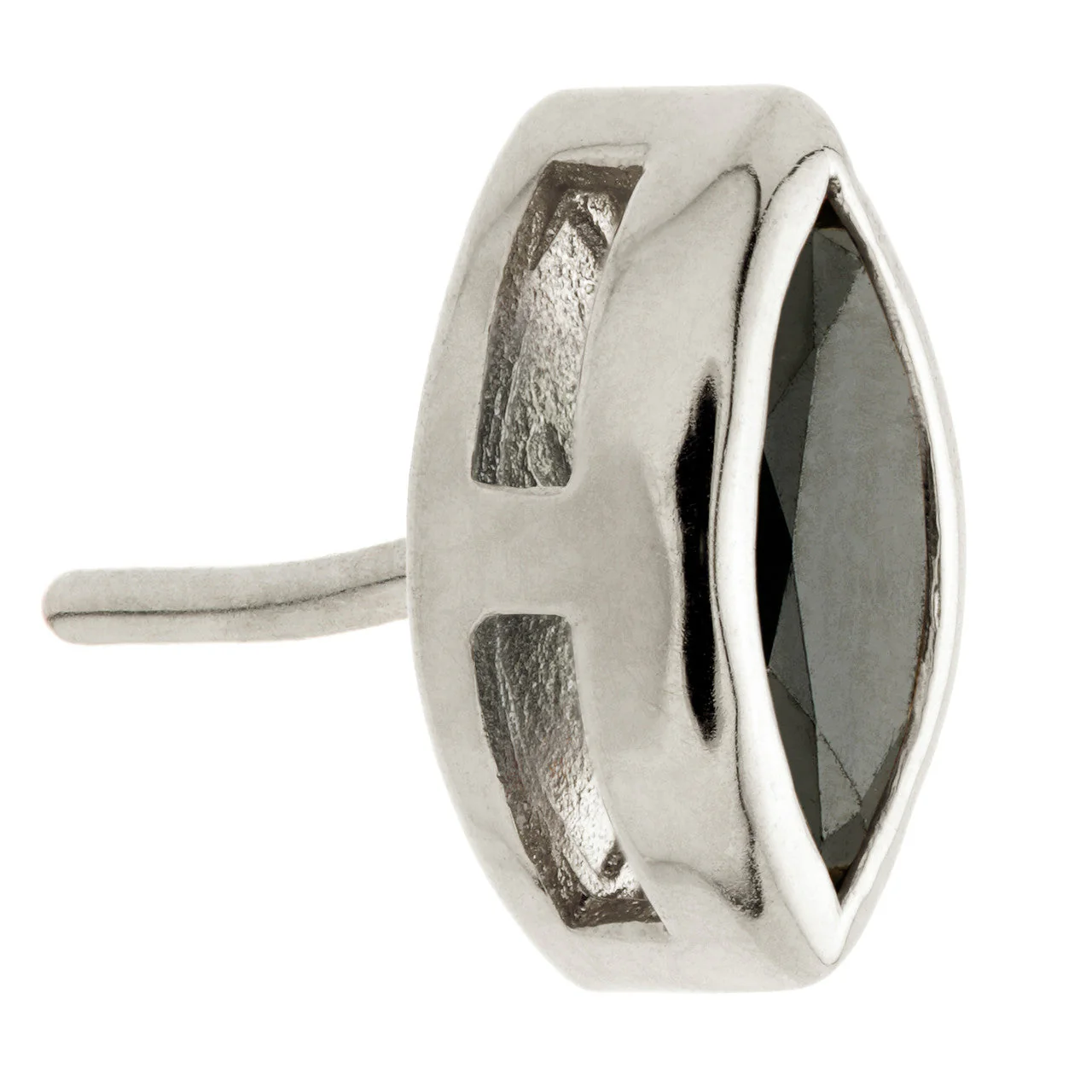 TL - 14ct Gold Threadless Black Diamond Marquise Pin Attachment - Image 4