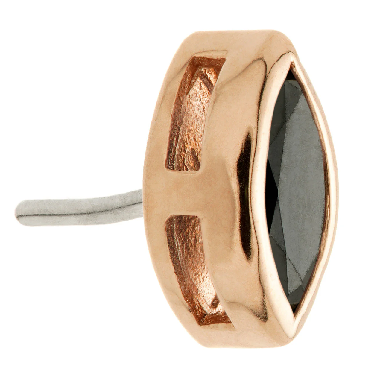 TL - 14ct Gold Threadless Black Diamond Marquise Pin Attachment - Image 5