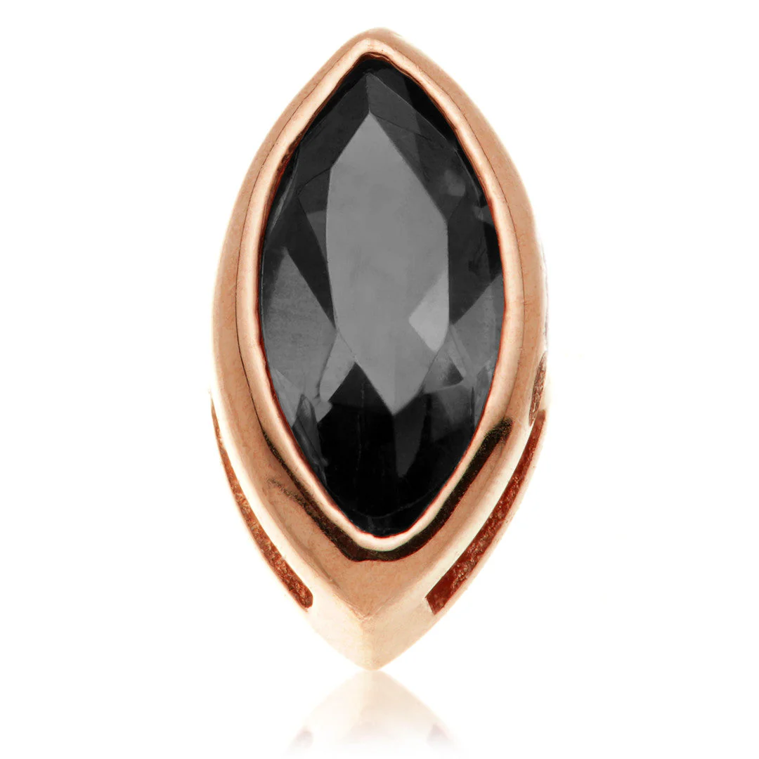 TL - 14ct Gold Threadless Black Diamond Marquise Pin Attachment - Image 6