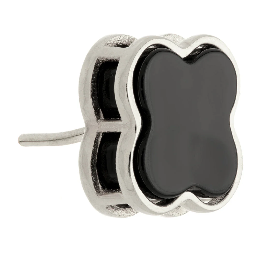 TL - 14ct Gold Threadless Black Onyx Clover Pin Attachment - Image 2