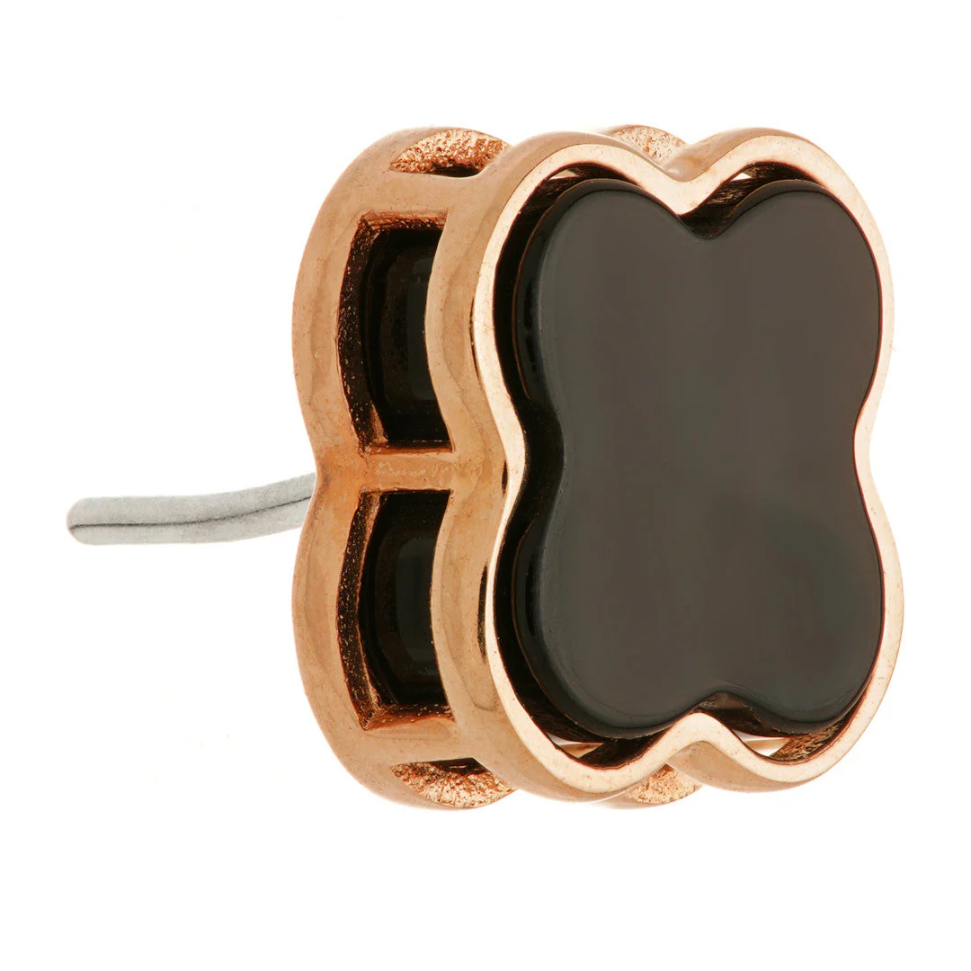 TL - 14ct Gold Threadless Black Onyx Clover Pin Attachment - Image 3