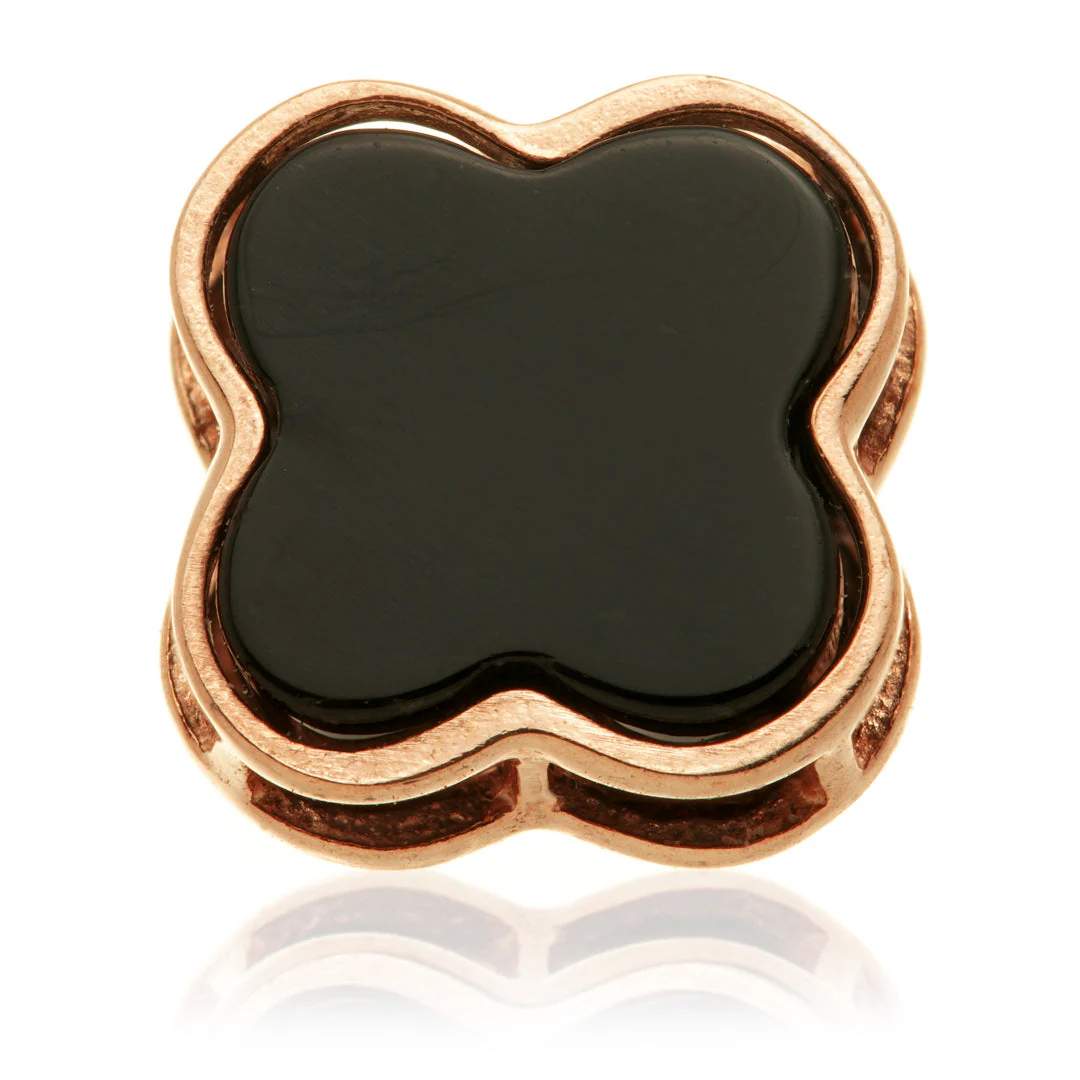 TL - 14ct Gold Threadless Black Onyx Clover Pin Attachment - Image 4