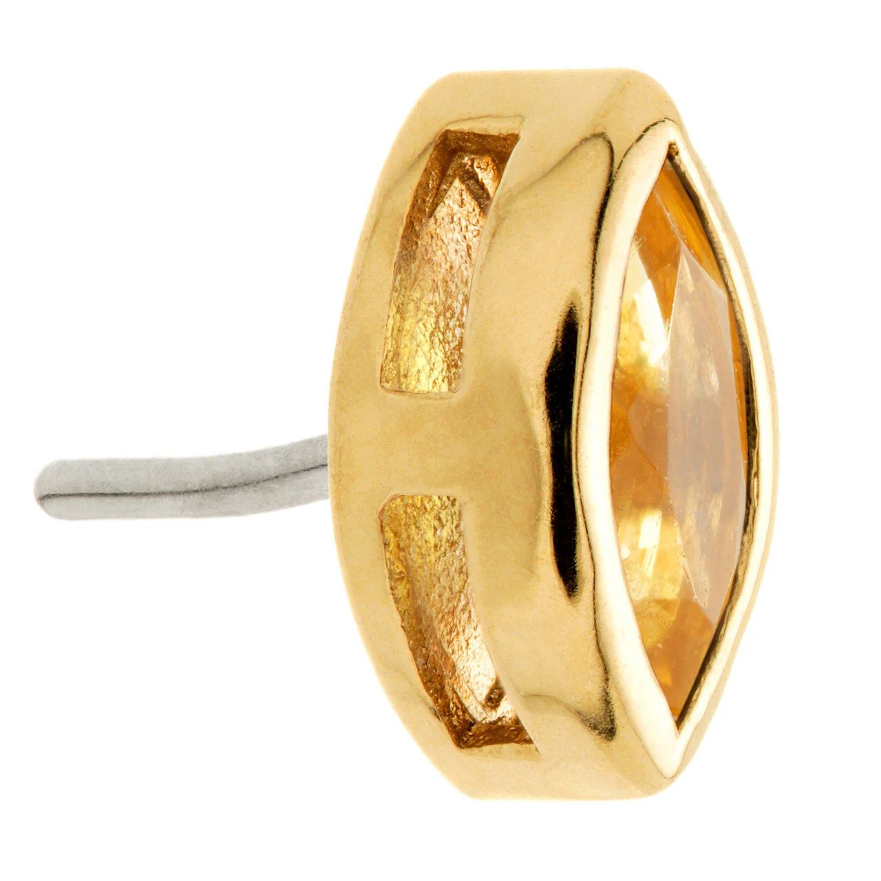 TL - 14ct Gold Threadless Citrine Marquise Pin Attachment - Image 4
