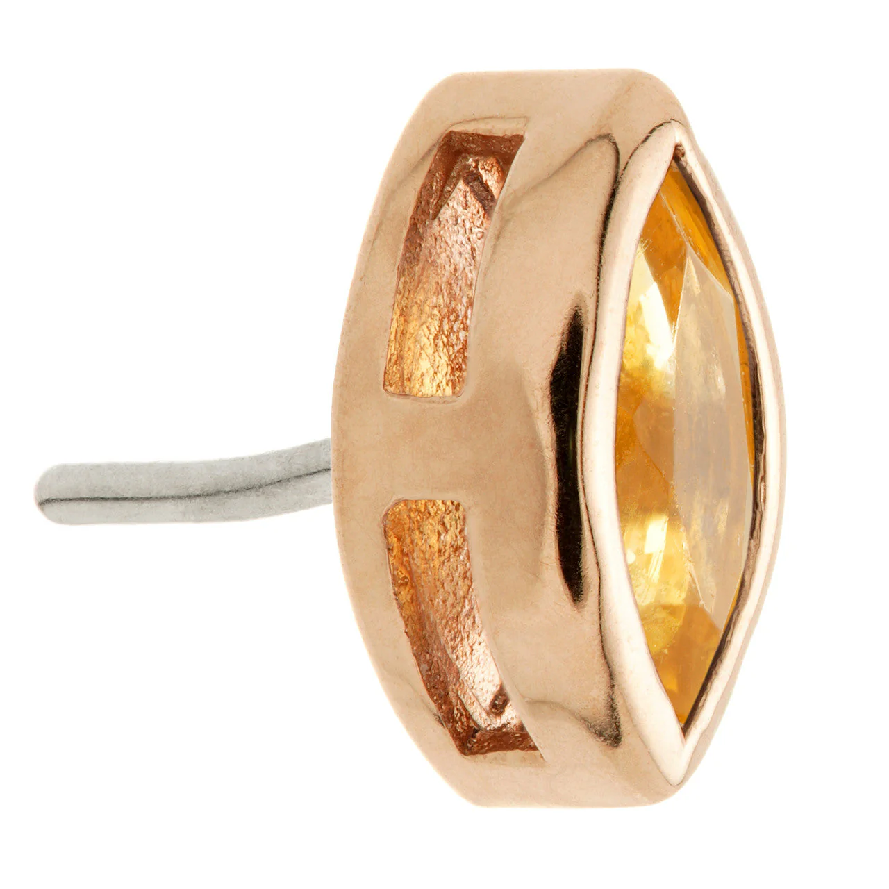 TL - 14ct Gold Threadless Citrine Marquise Pin Attachment - Image 6