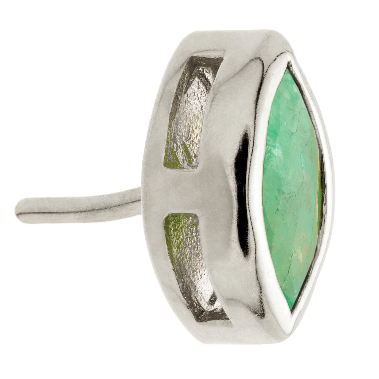 TL - 14ct Gold Threadless Emerald Marquise Pin Attachment - Image 5