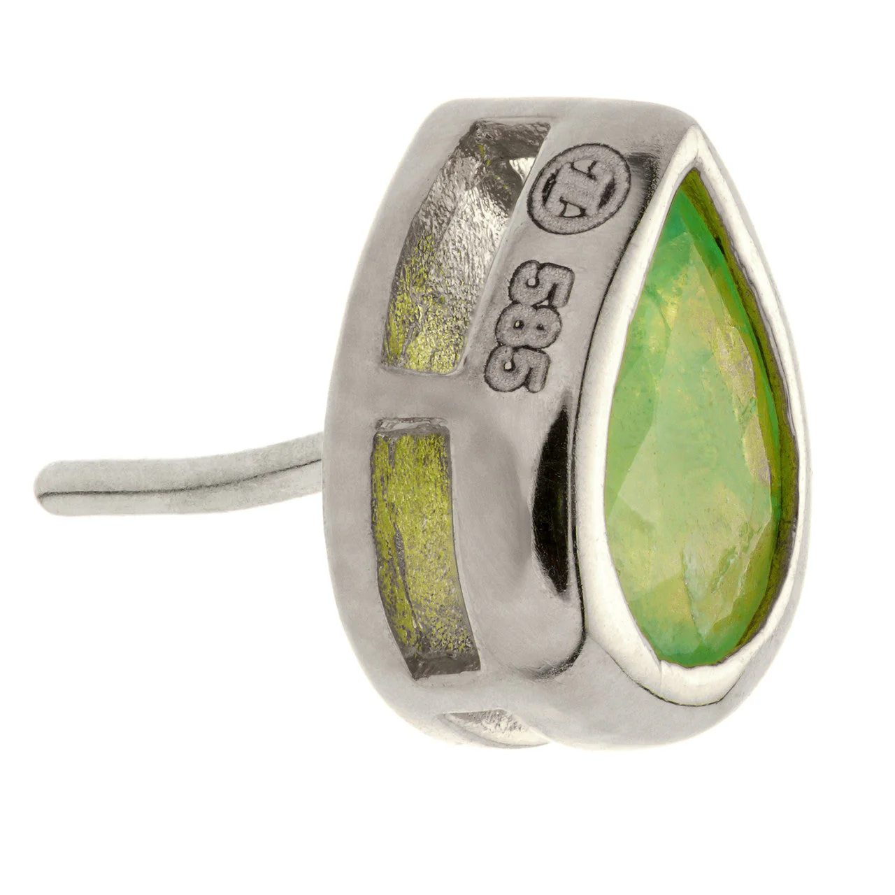 TL - 14ct Gold Threadless Emerald Pear Pin Attachment - Image 3