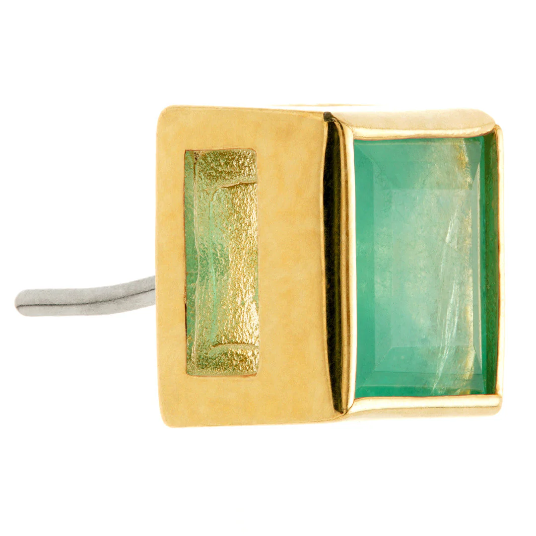 TL - 14ct Gold Threadless Emerald Square Pin Attachment - Image 2
