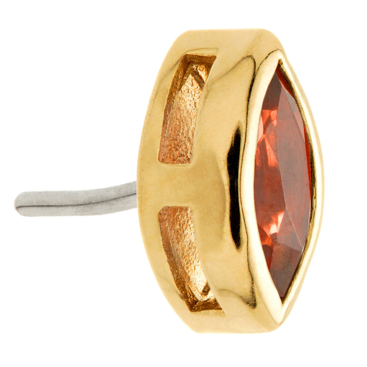 TL - 14ct Gold Threadless Garnet Marquise Pin Attachment - Image 3