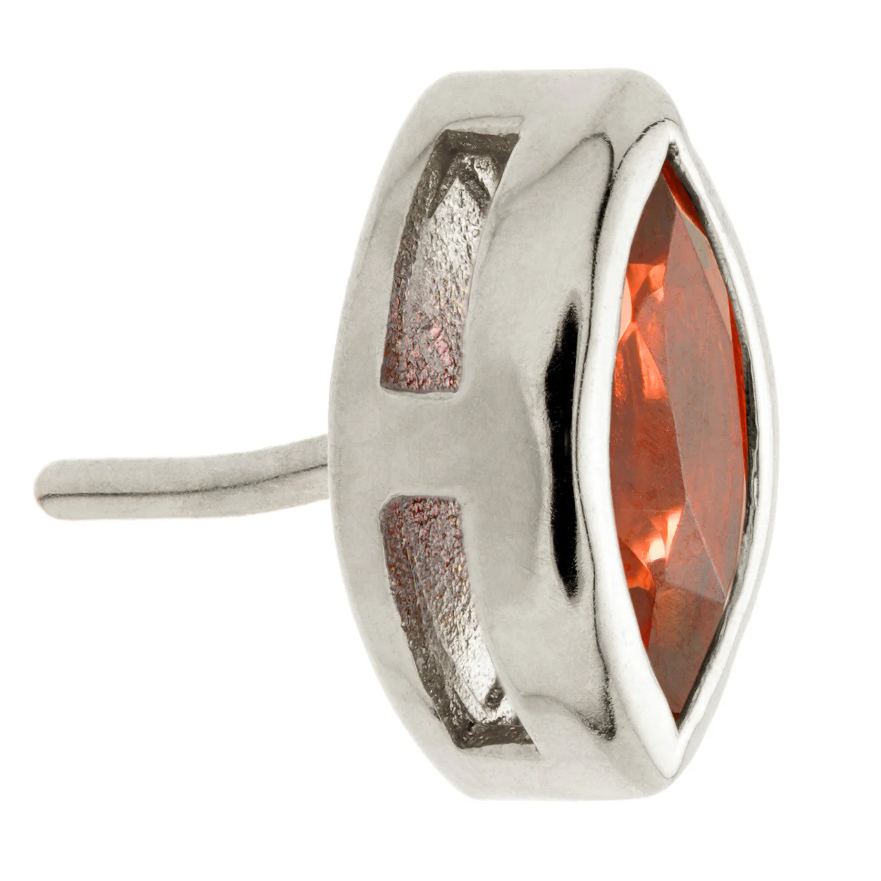 TL - 14ct Gold Threadless Garnet Marquise Pin Attachment - Image 4
