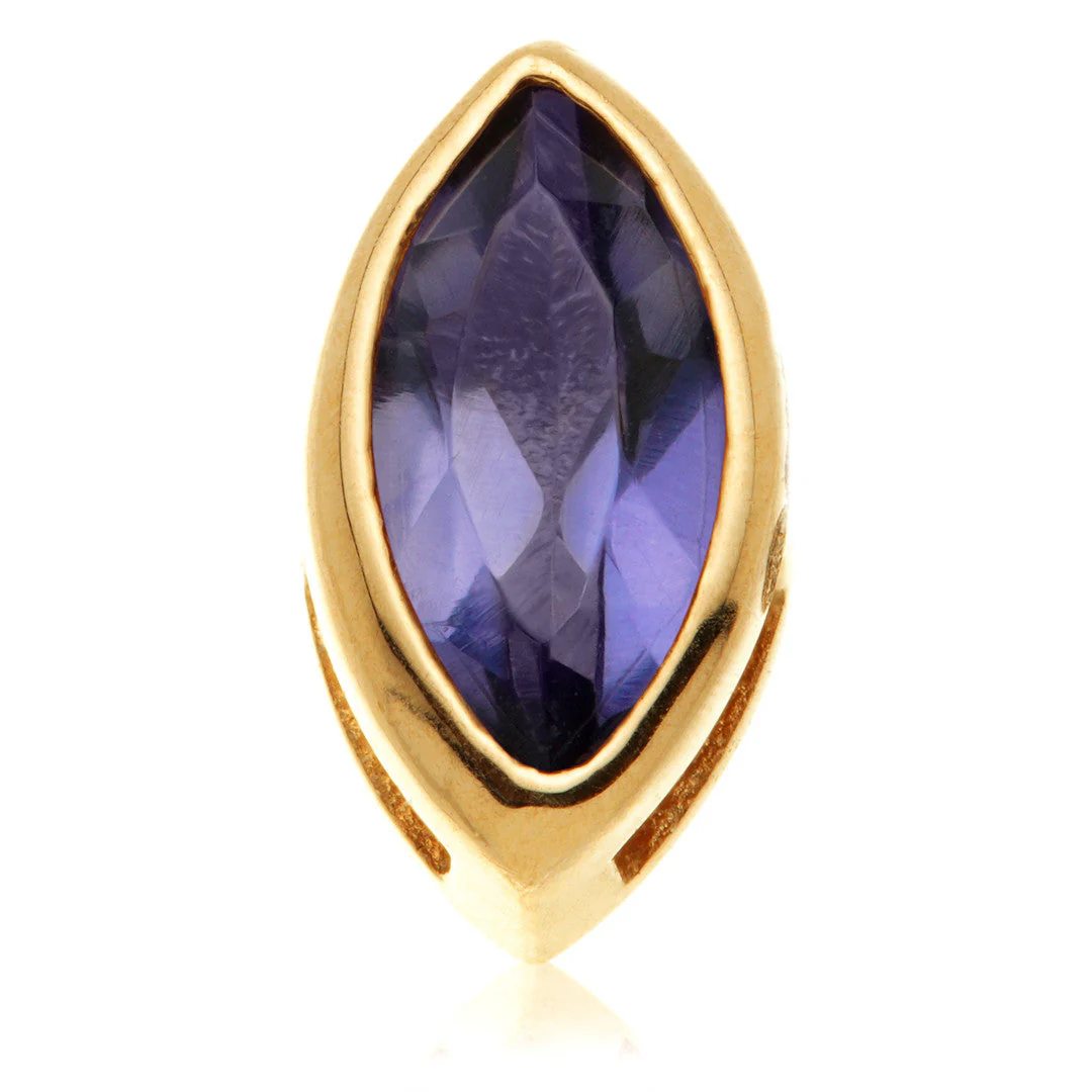 TL - 14ct Gold Threadless Iolite Marquise Pin Attachment - Image 6
