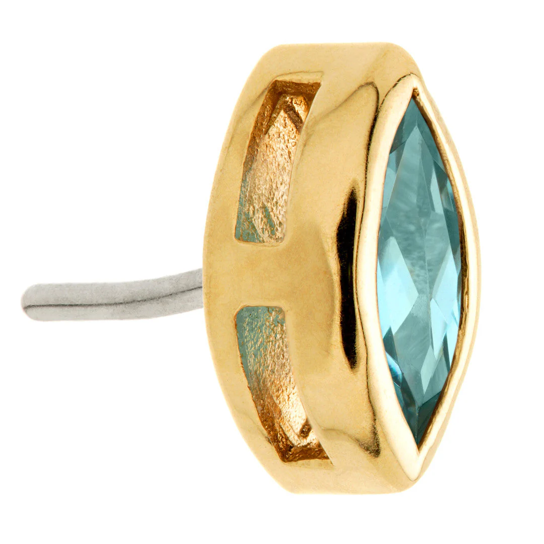 TL - 14ct Gold Threadless London Blue Topaz Marquise Pin Attachment - Image 3
