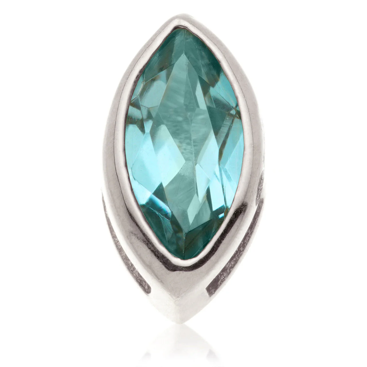 TL - 14ct Gold Threadless London Blue Topaz Marquise Pin Attachment - Image 6