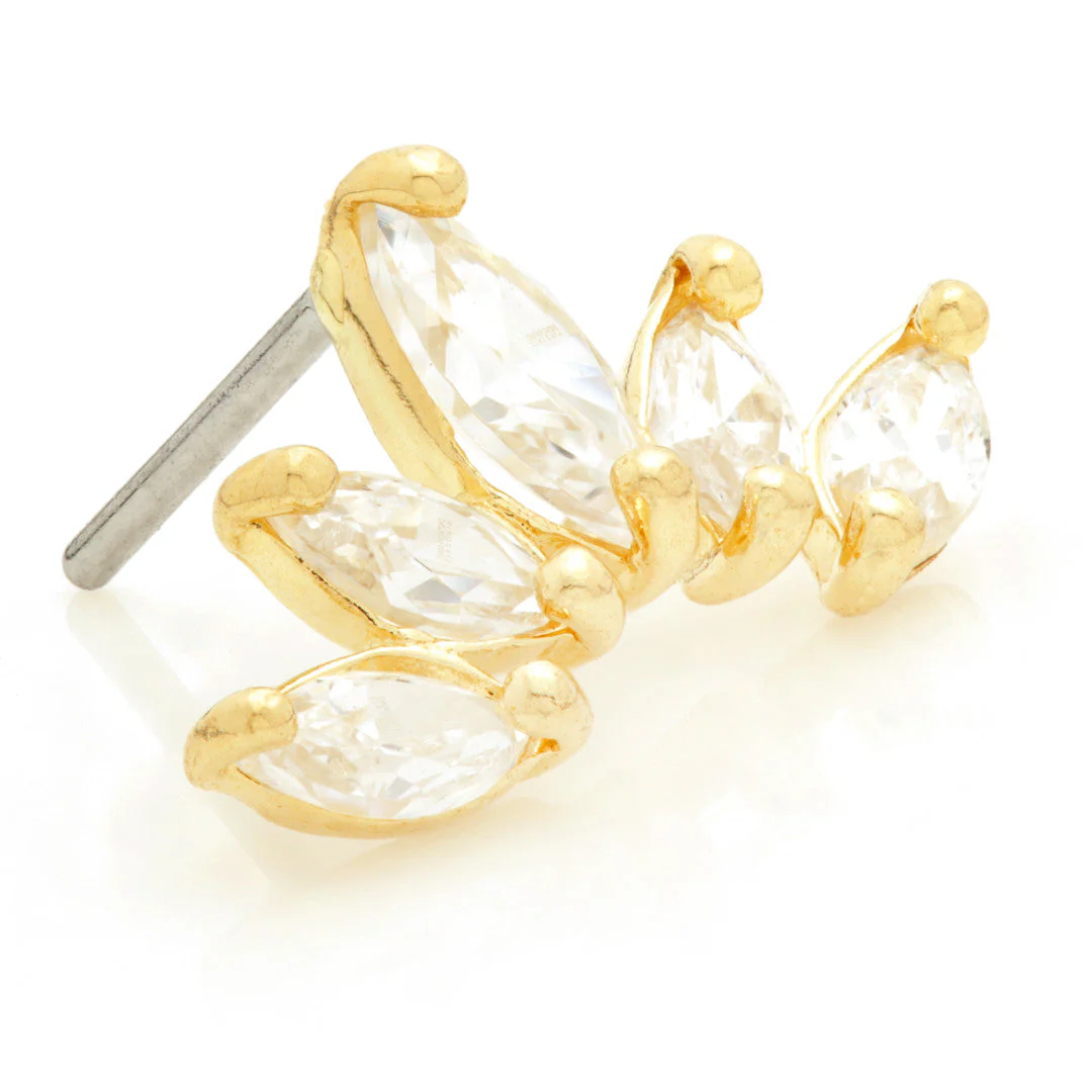 TL - 14ct Gold Threadless Marquise Crescent Gem Pin Attachment - Image 2