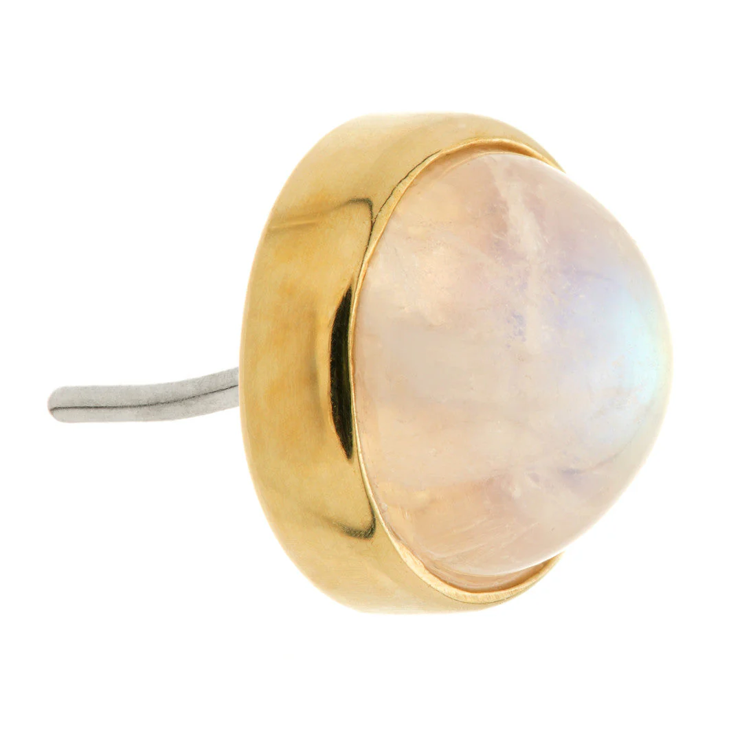 TL - 14ct Gold Threadless Moonstone Cabochon Round Pin Attachment