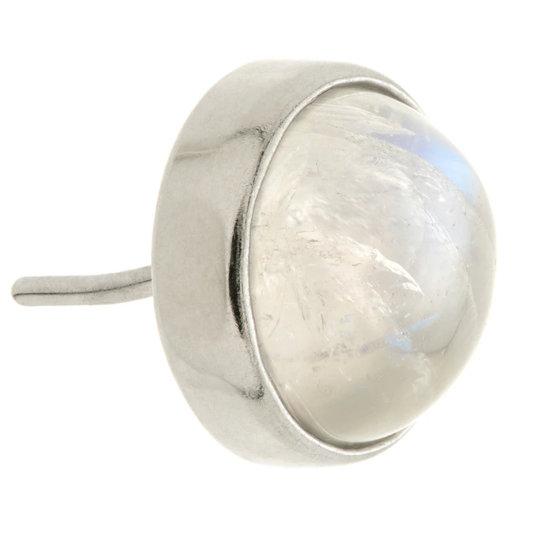 TL - 14ct Gold Threadless Moonstone Cabochon Round Pin Attachment - Image 2