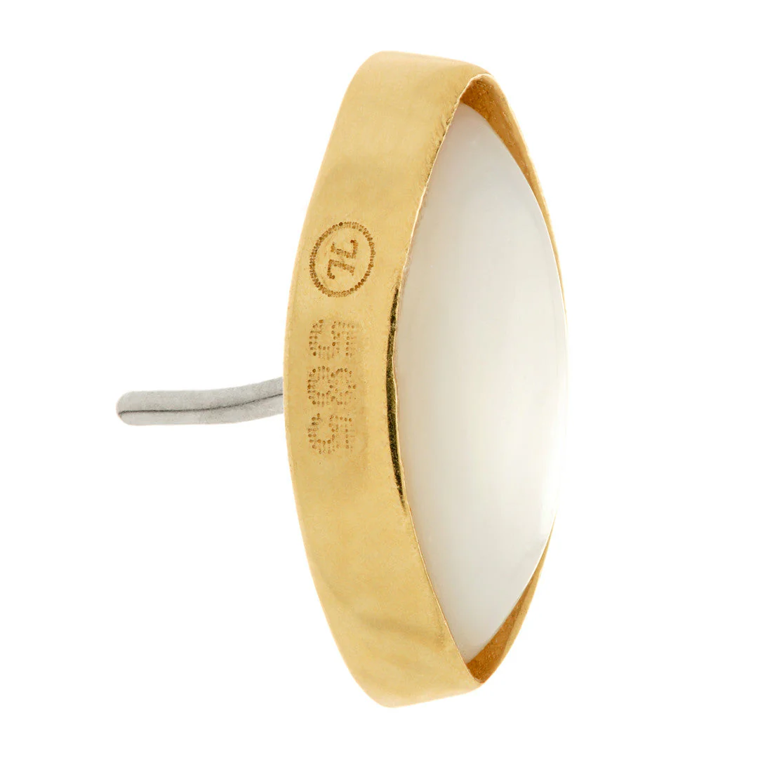 TL - 14ct Gold Threadless Mother of Pearl Cabochon Marquise Pin Attachment - Image 3