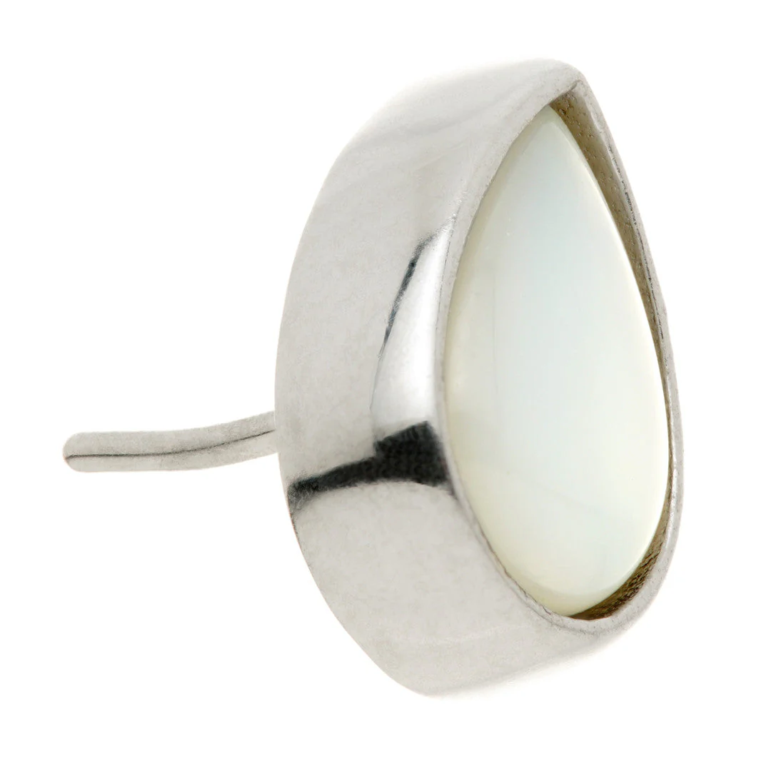 TL - 14ct Gold Threadless Mother of Pearl Cabochon Pear Pin Attachment - Image 4