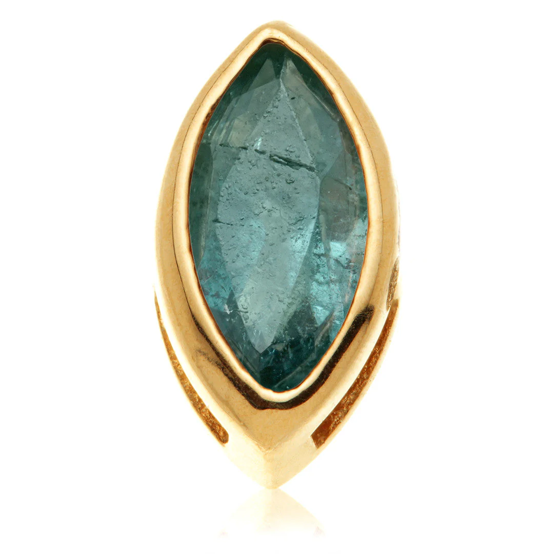 TL - 14ct Gold Threadless Multi Tourmaline Marquise Pin Attachment - Image 3