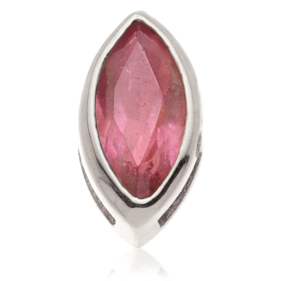 TL - 14ct Gold Threadless Multi Tourmaline Marquise Pin Attachment - Image 4