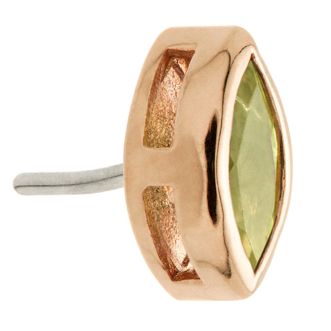 TL - 14ct Gold Threadless Peridot Marquise Pin Attachment - Image 3