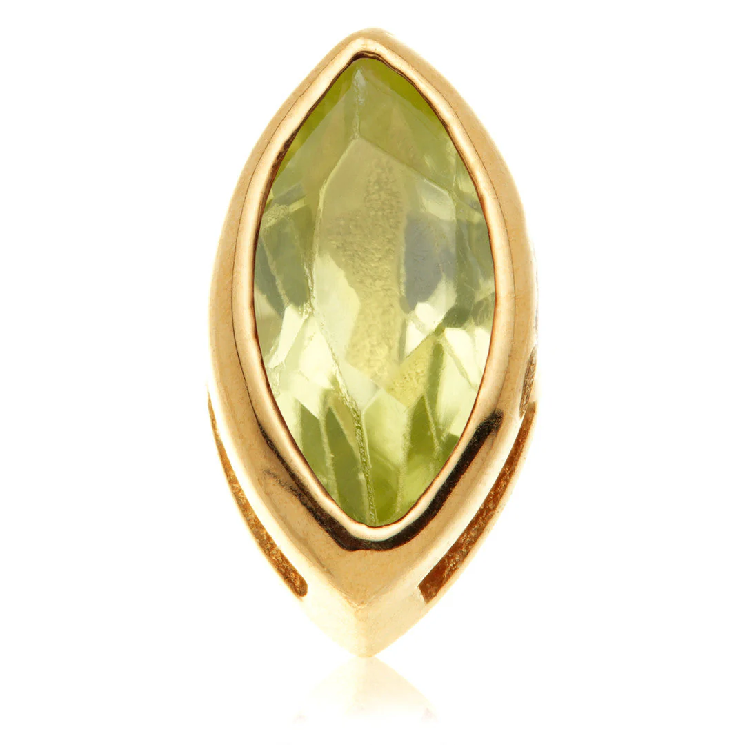 TL - 14ct Gold Threadless Peridot Marquise Pin Attachment - Image 6