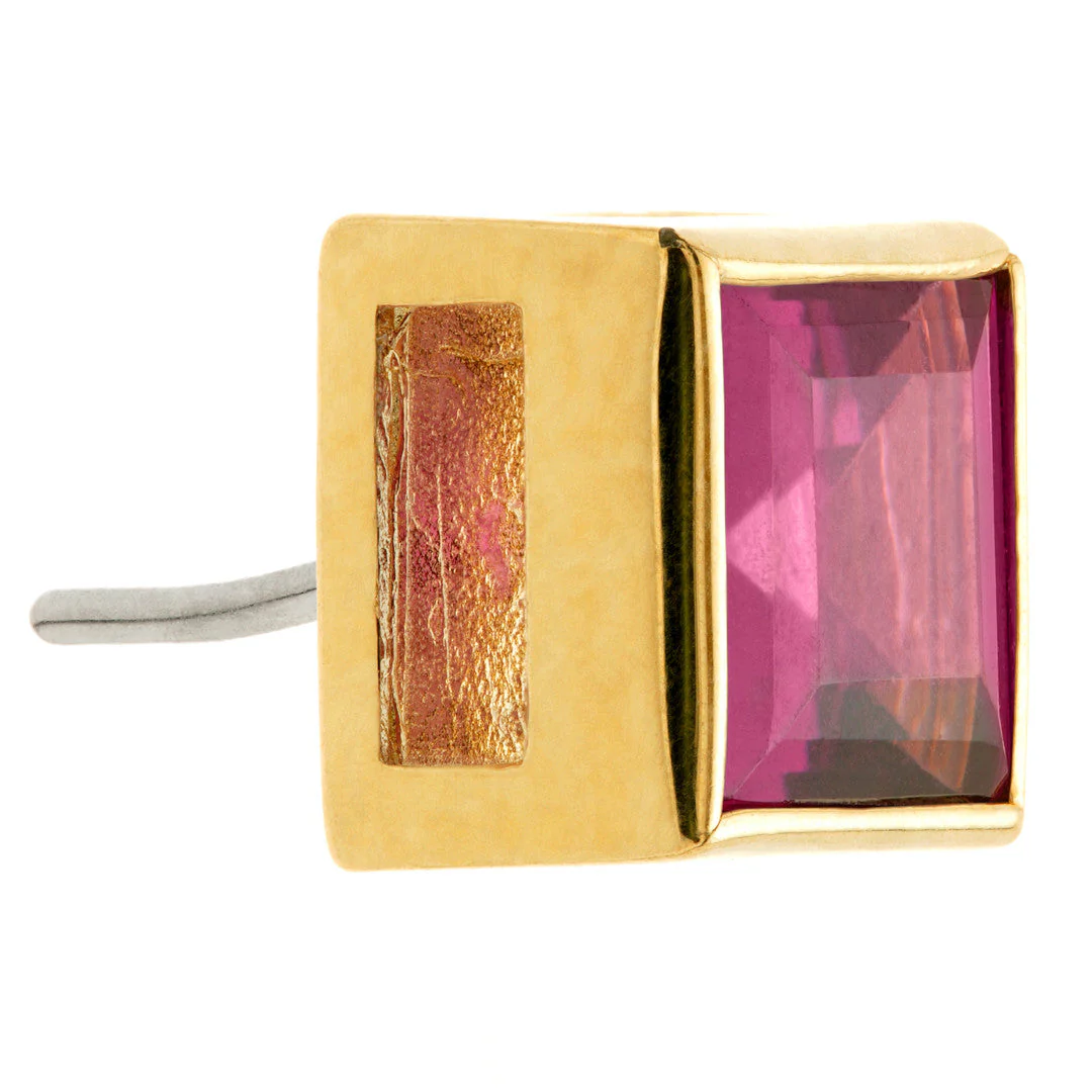TL - 14ct Gold Threadless Rhodolite Square Pin Attachment - Image 2