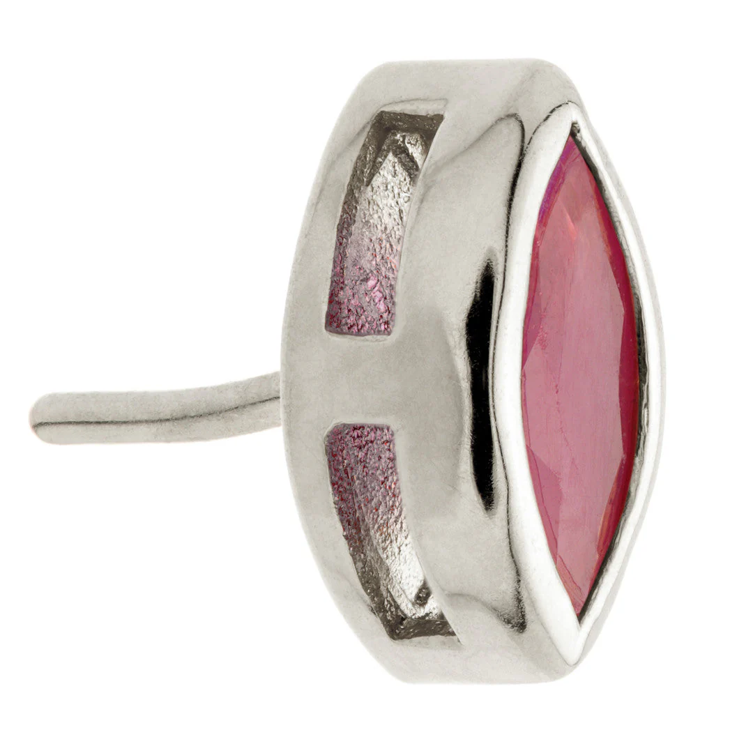 TL - 14ct Gold Threadless Ruby Marquise Pin Attachment - Image 4