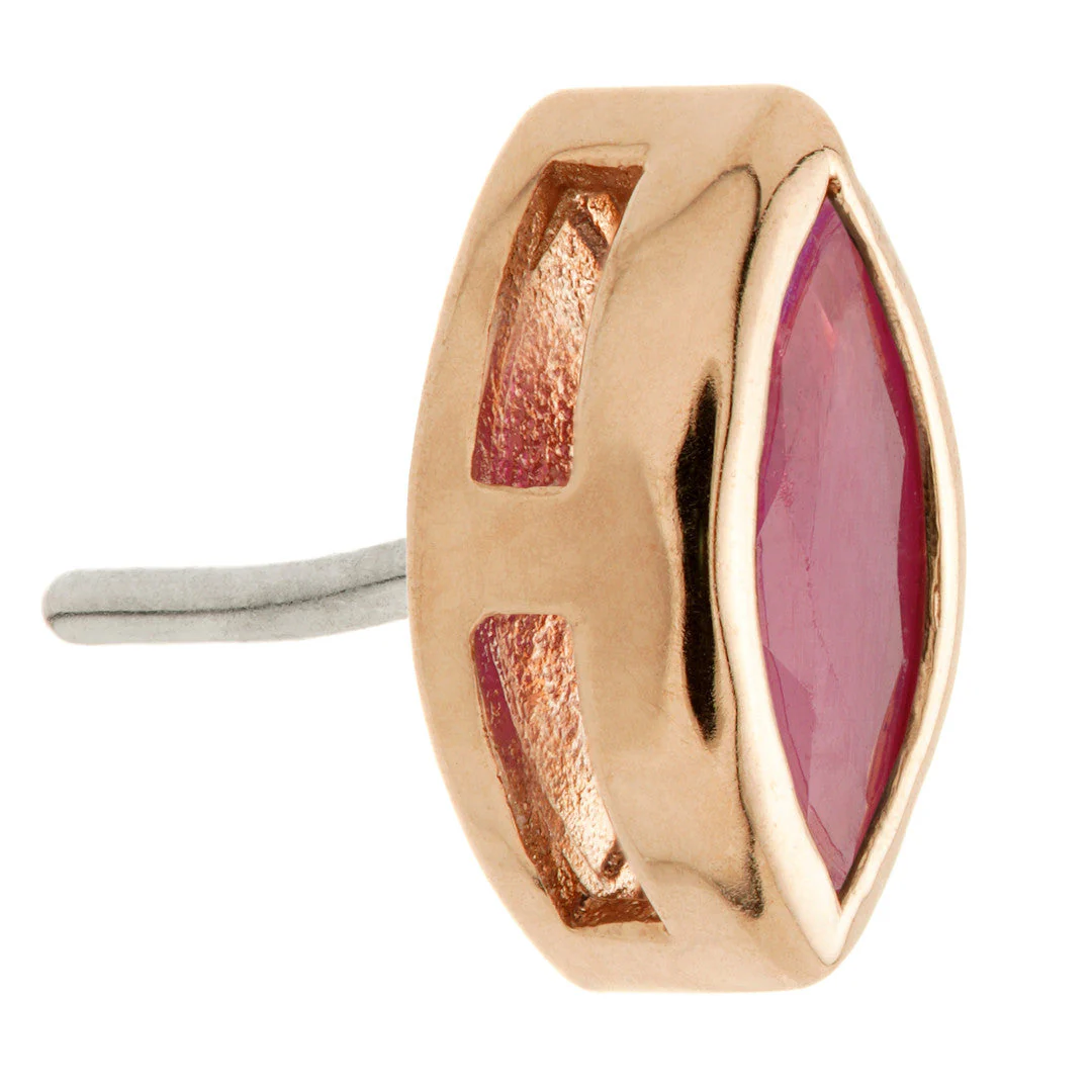 TL - 14ct Gold Threadless Ruby Marquise Pin Attachment - Image 5