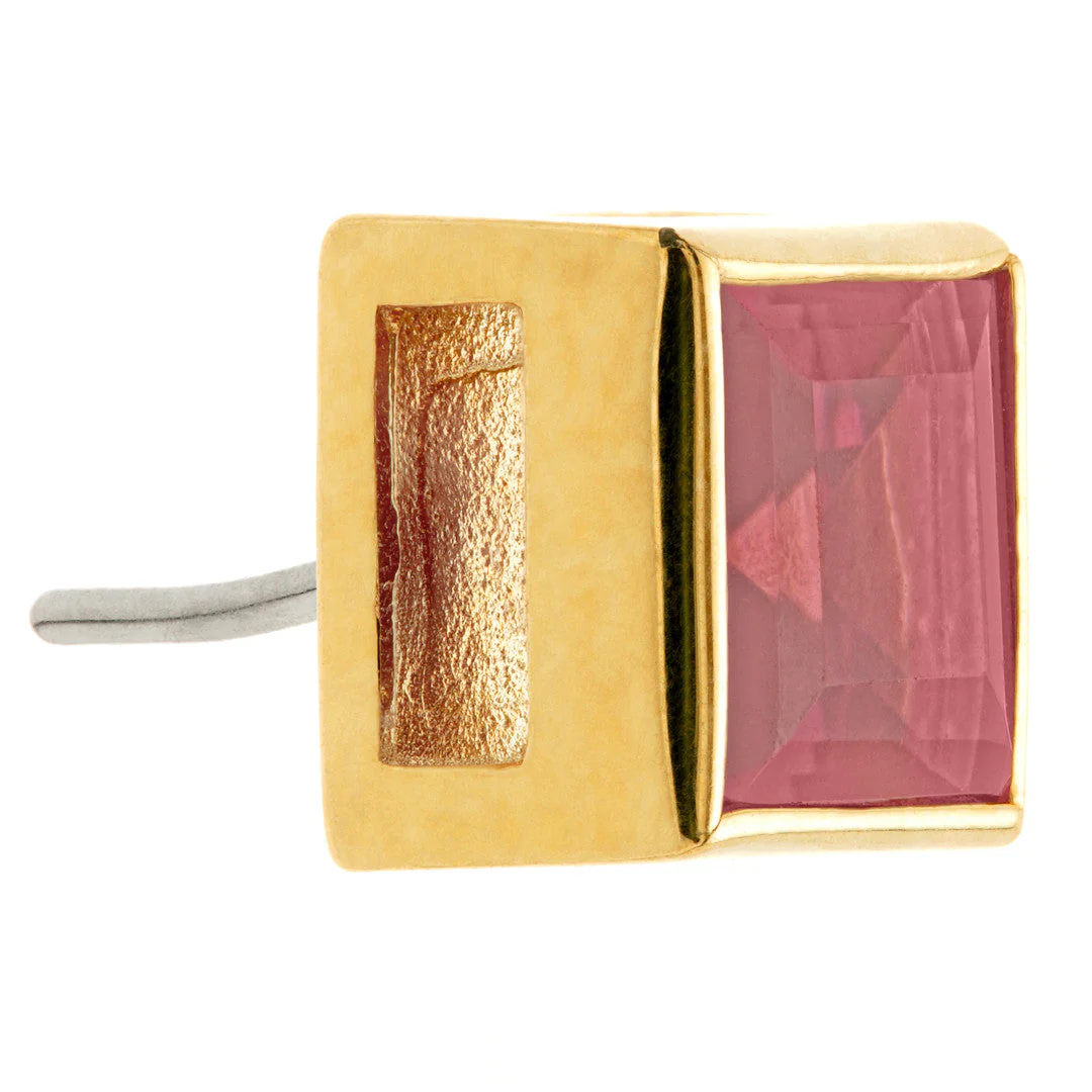 TL - 14ct Gold Threadless Ruby Square Pin Attachment-14K-Y - Image 2