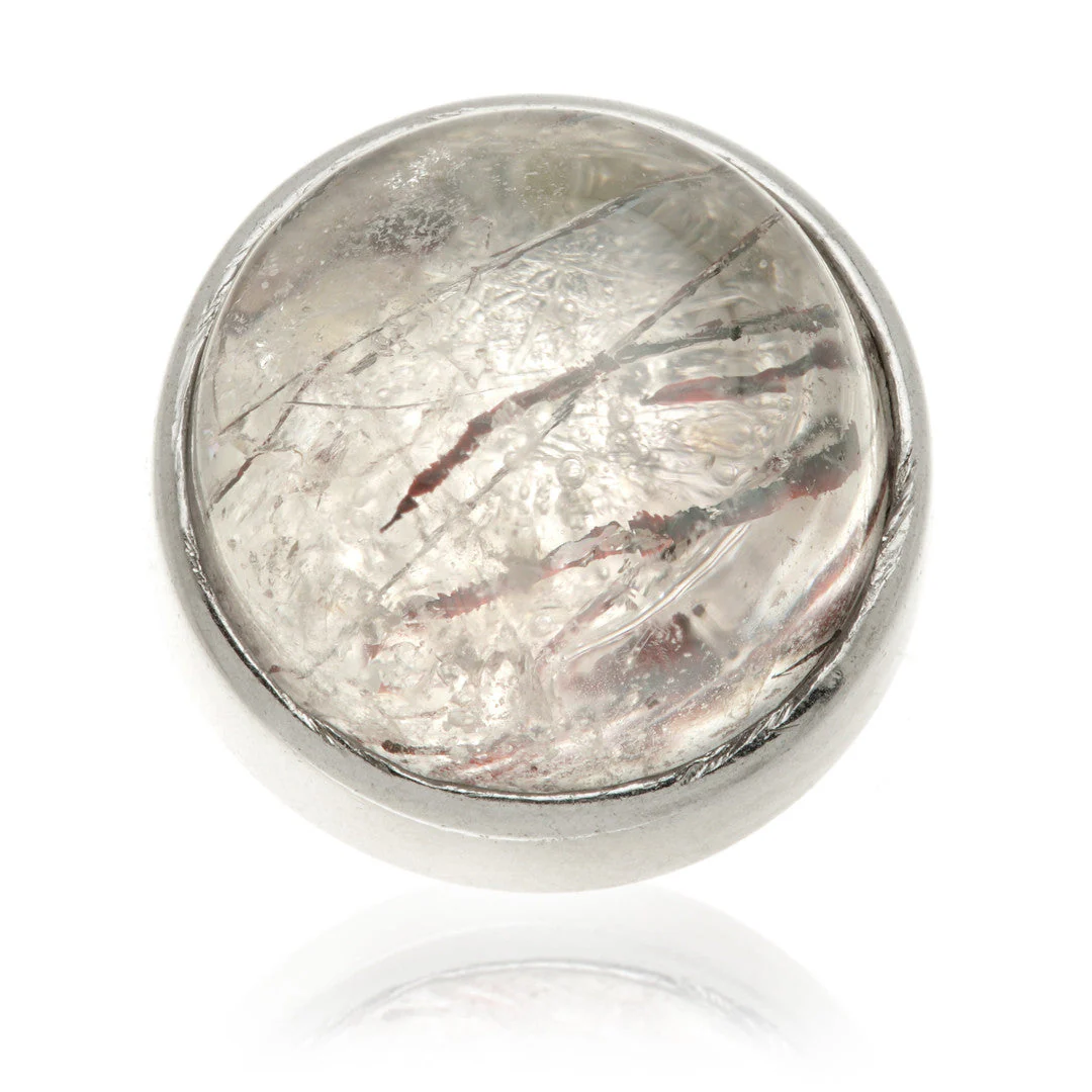 TL - 14ct Gold Threadless Rutilated Quartz Cabochon Round Pin Attachment - Image 2
