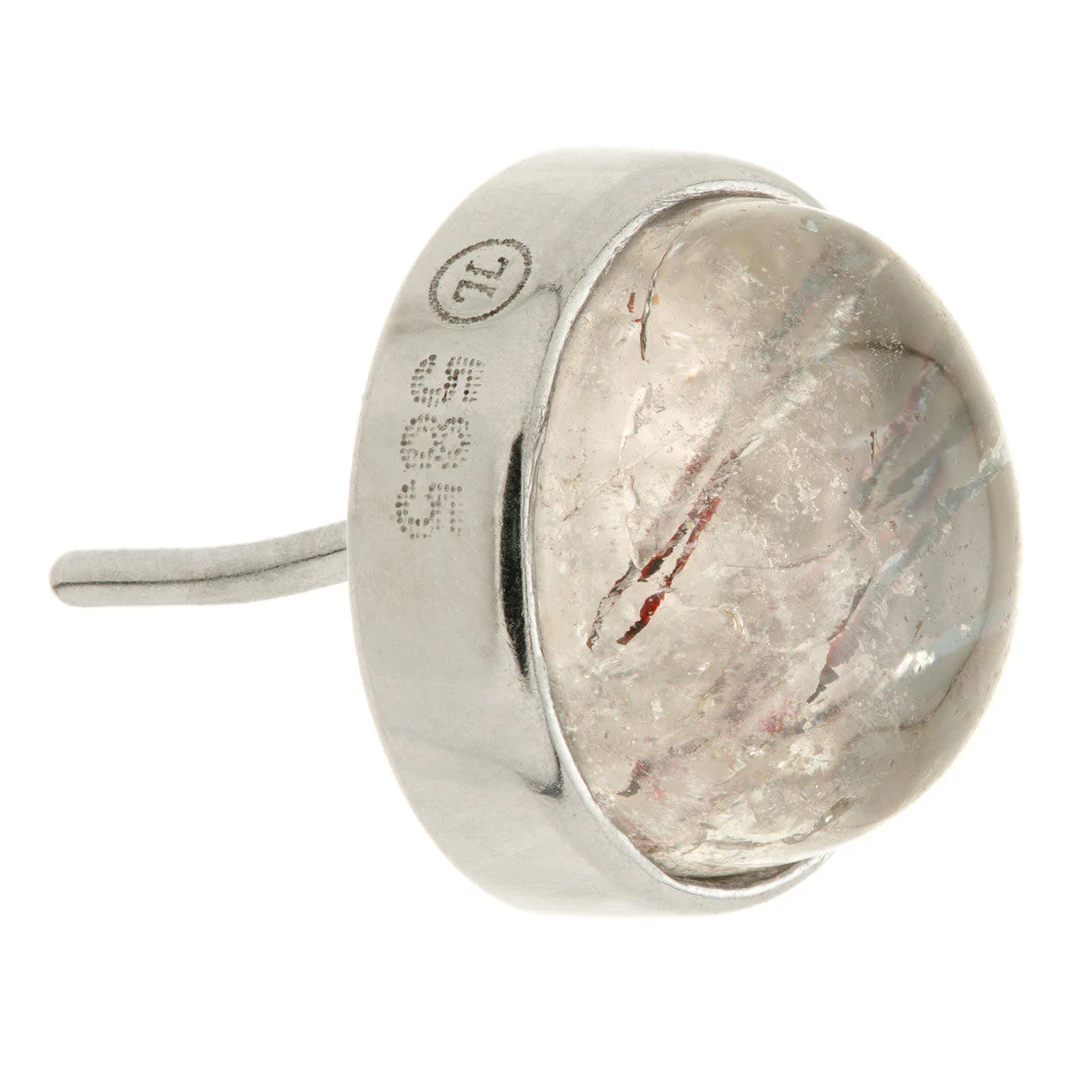 TL - 14ct Gold Threadless Rutilated Quartz Cabochon Round Pin Attachment - Image 4