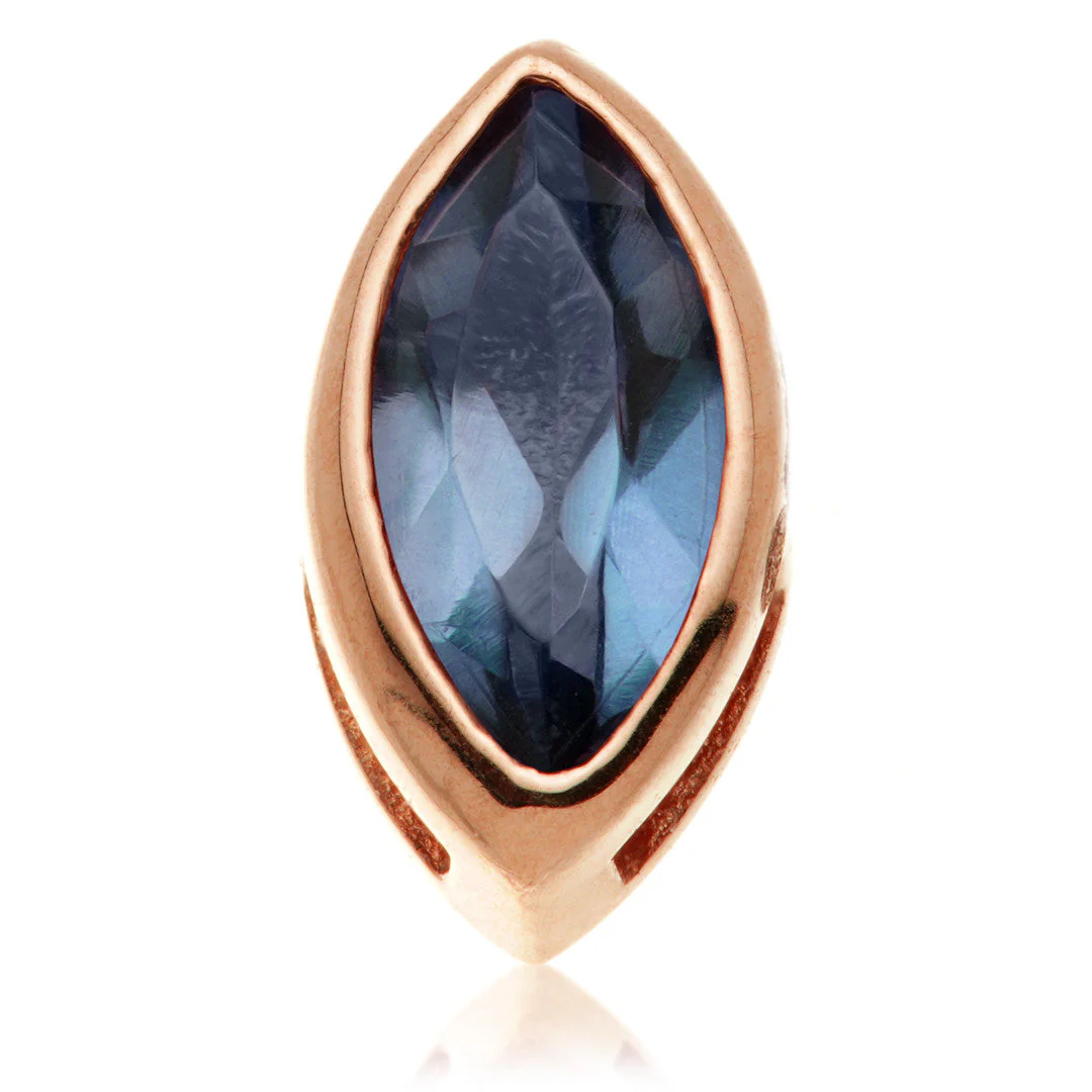 TL - 14ct Gold Threadless Sapphire Marquise Pin Attachment - Image 3