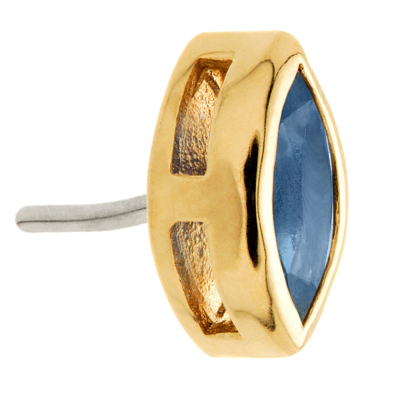 TL - 14ct Gold Threadless Sapphire Marquise Pin Attachment - Image 4